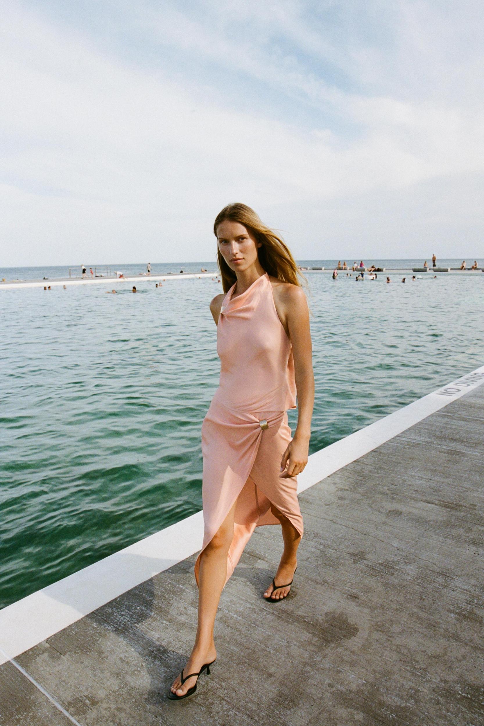 SATIN MIDI SKIRT WITH GOLD APPLIQUÉ Product Image