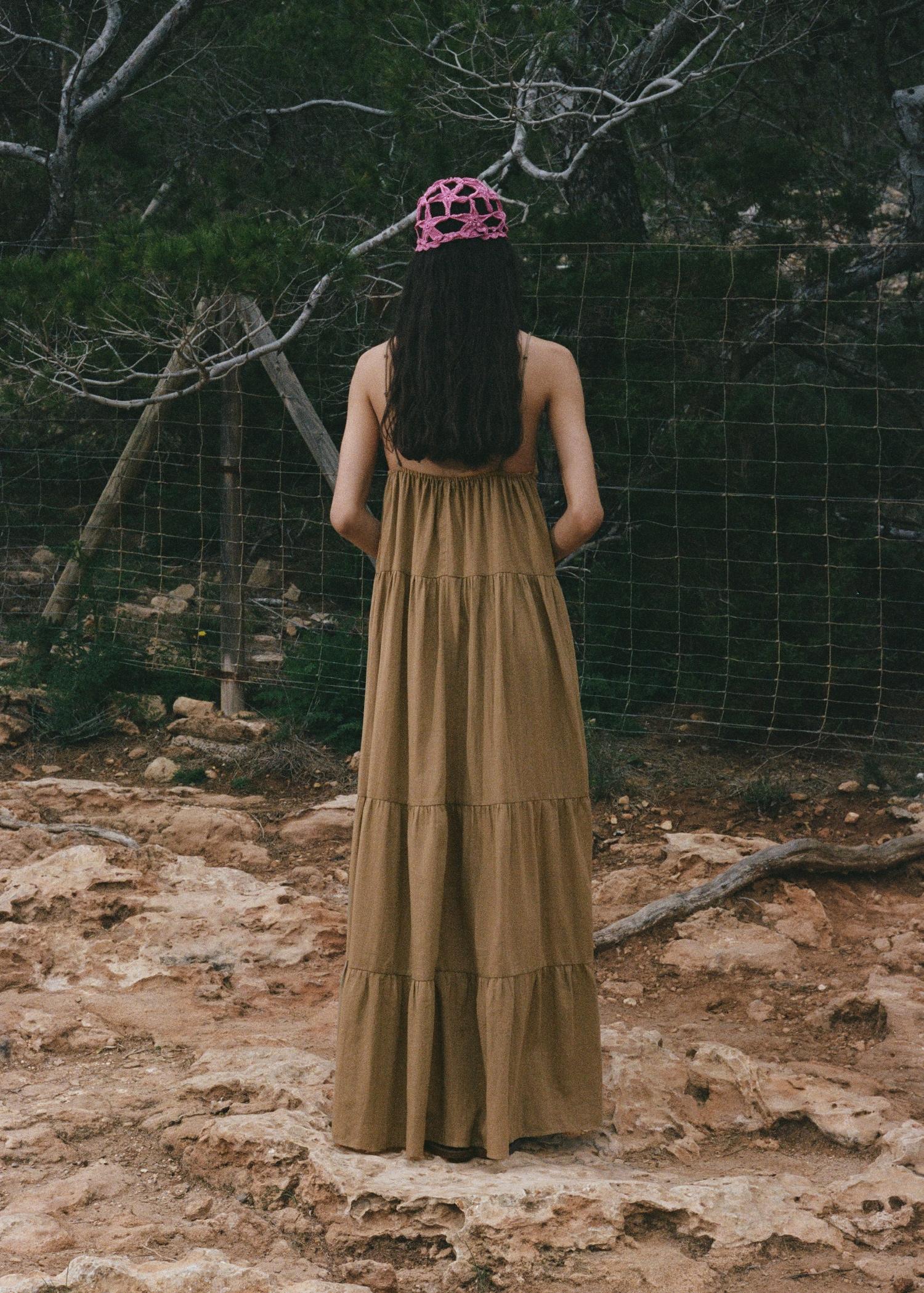 V-neck cotton dress - Women | MANGO USA Product Image