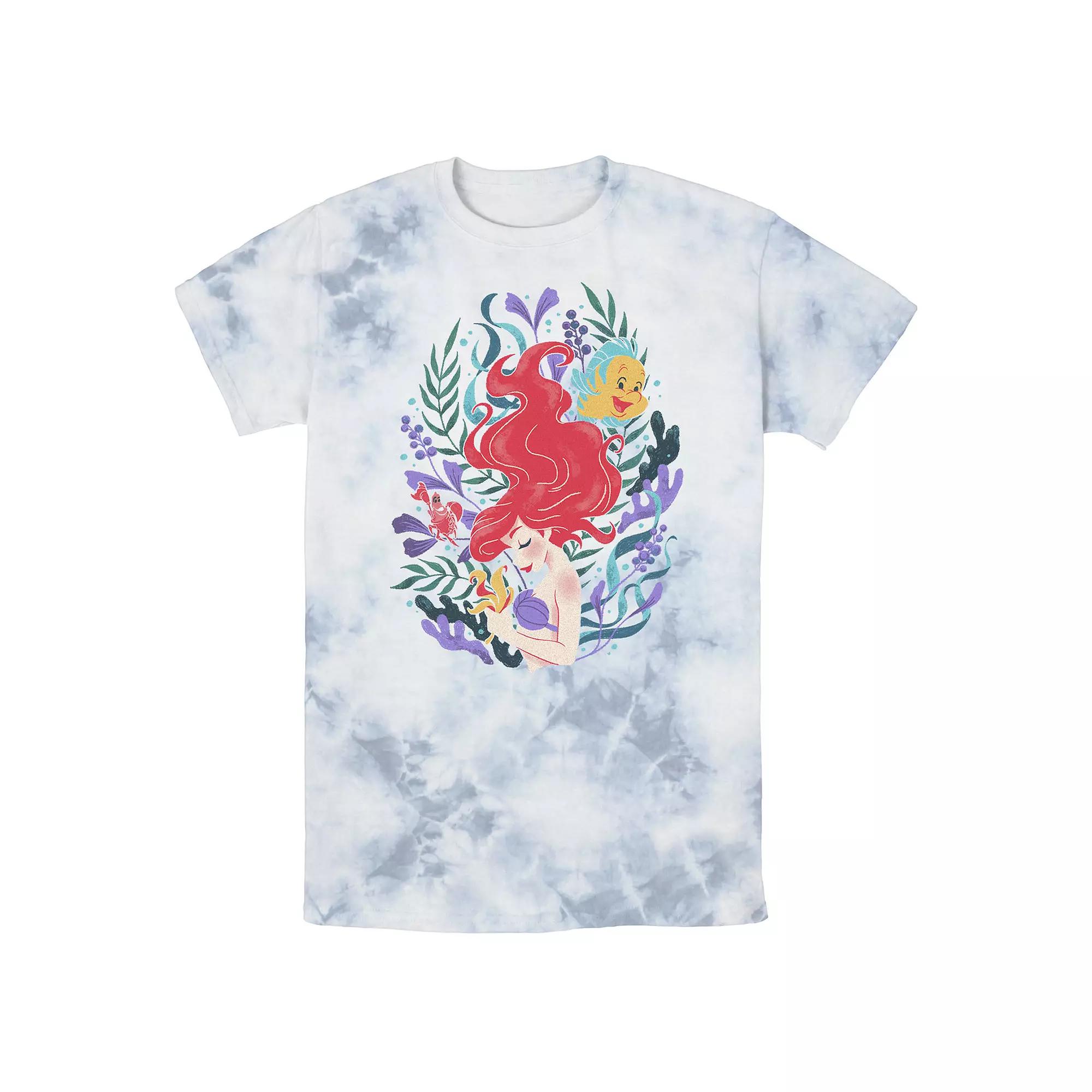 Disneys The Little Mermaid Ariel Flounder And Sebastian Mens Bomabrd Wash Tee Black Grey Product Image