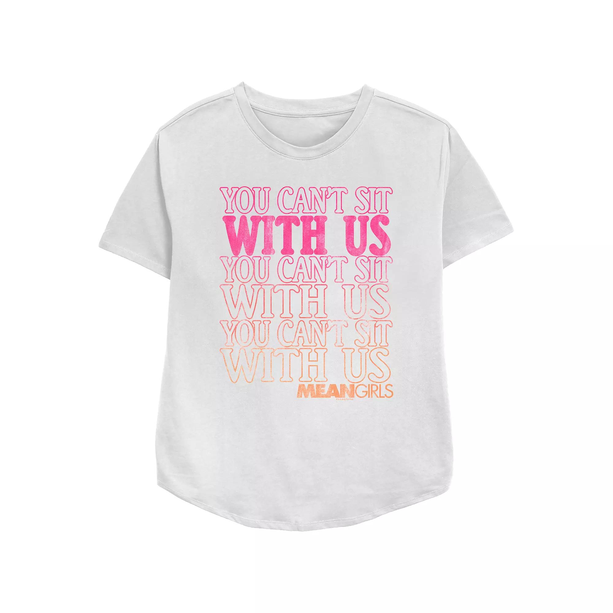 Women's Mean Girls You Can't Sit With Us Quote Relaxed Fit Graphic Tee, Girl's, Size: Medium, White Product Image
