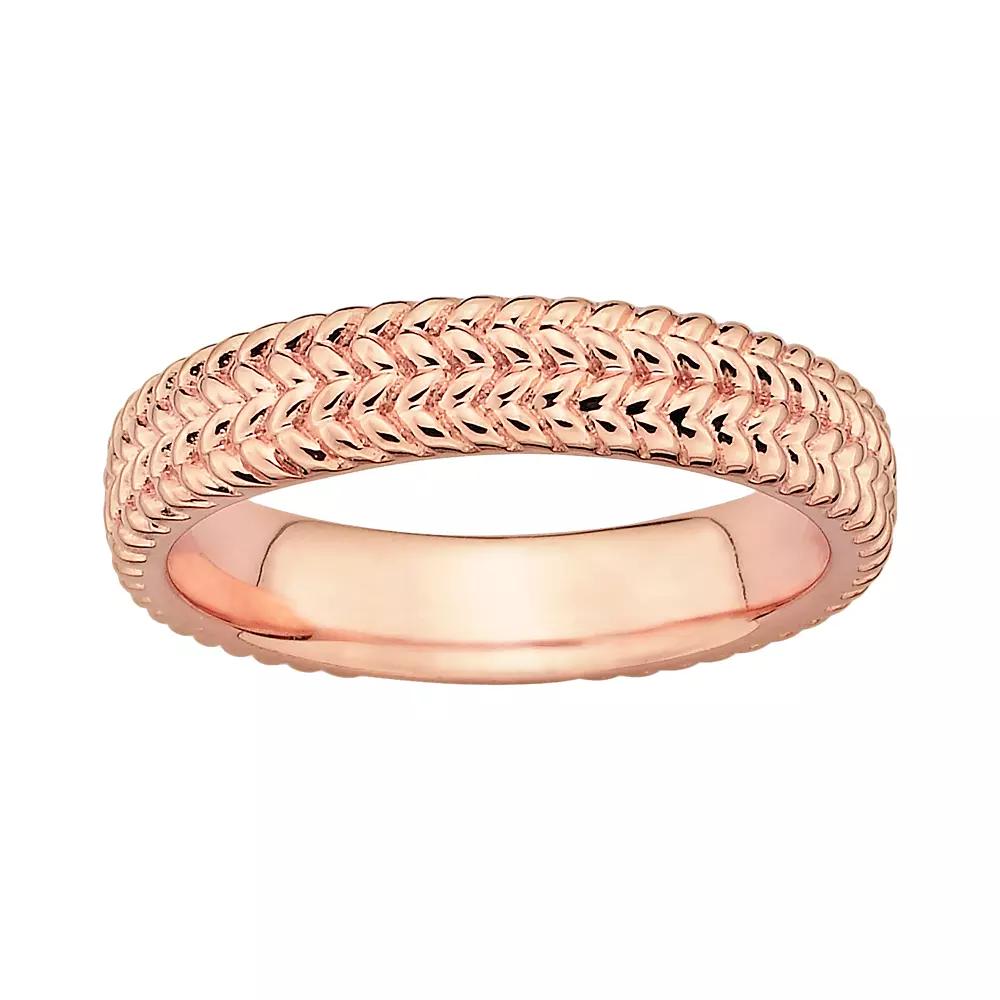 Stacks & Stones 18k Rose Gold Over Silver Herringbone Stack Ring, Women's Product Image