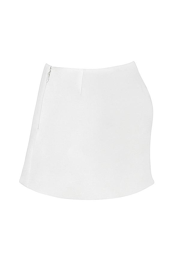 Mallie  white linen a-line mini skirt Product Image