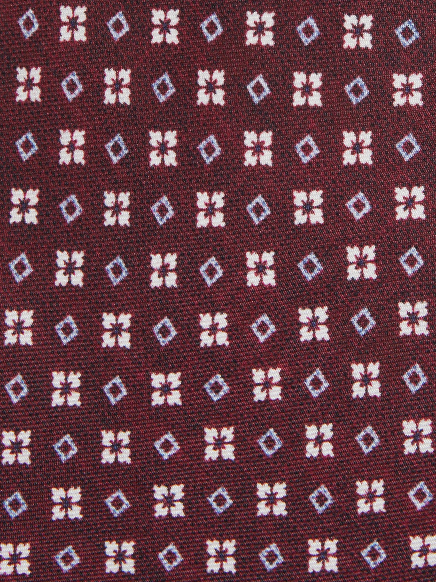 Silk Floral Print Medallion Tie in Bordeaux Product Image