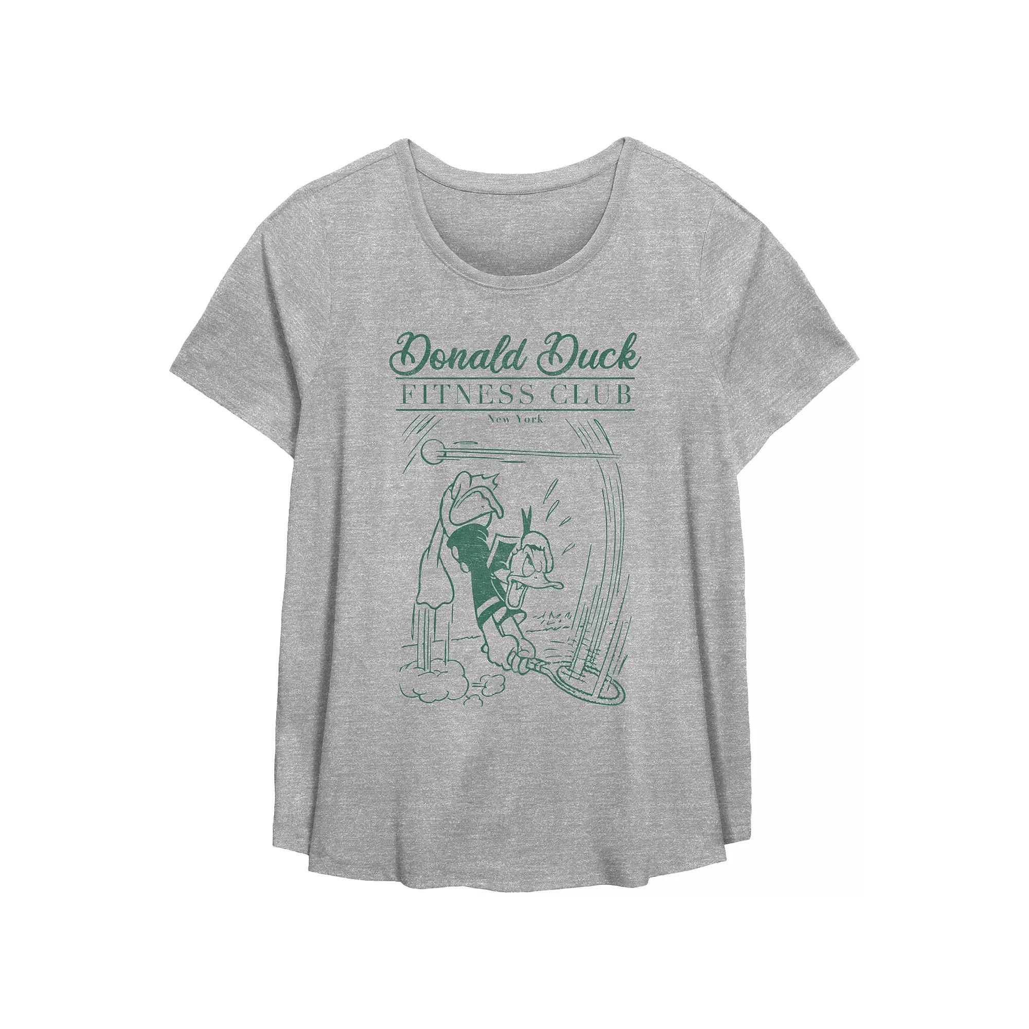 Disney's Donald Duck Fitness Club Plus Size Flowy Graphic Tee, Women's, Size: 0X, Grey Gray Product Image