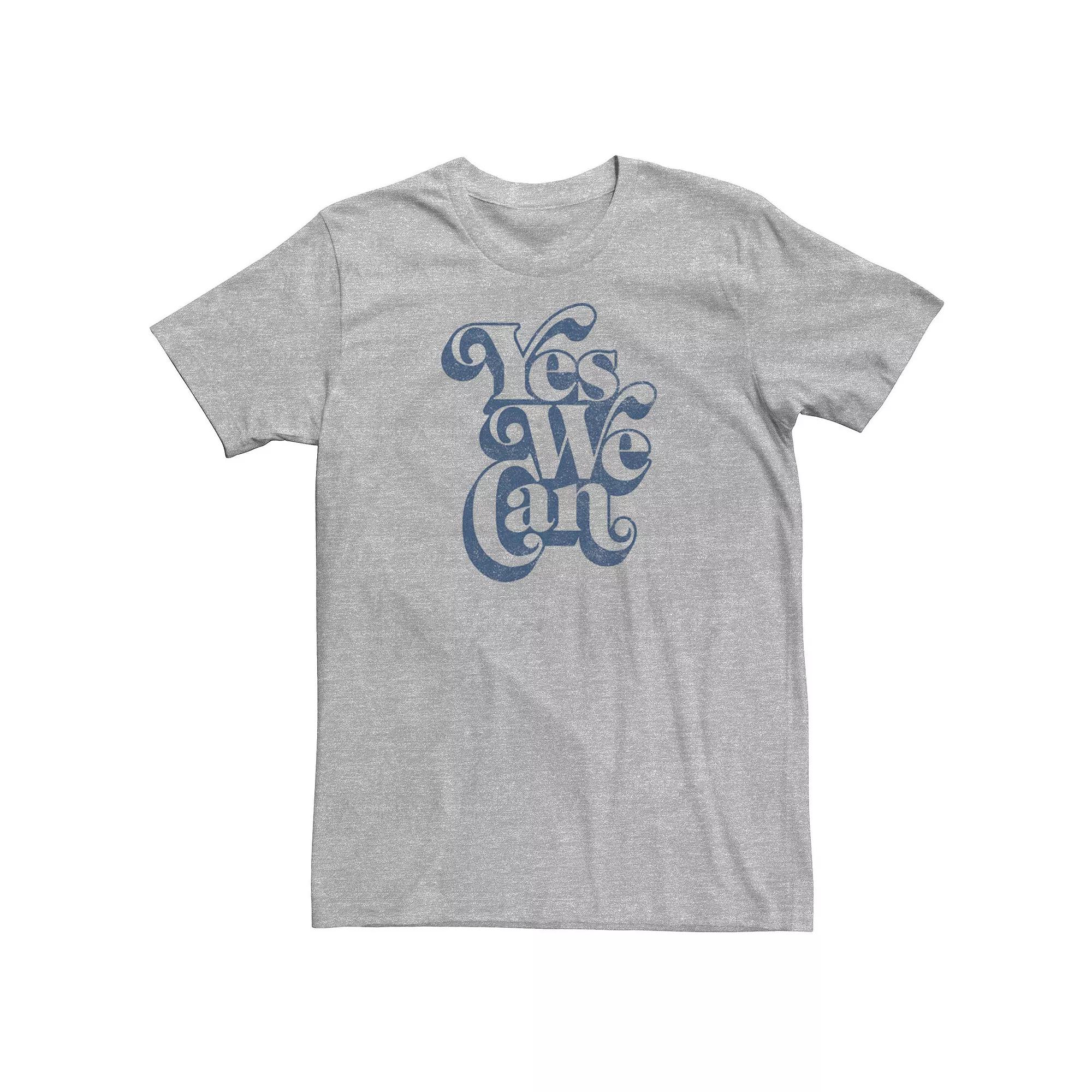 Men's Yes We Can Retro Outline Text Tee, Size: 3XL, Athletic Grey Product Image