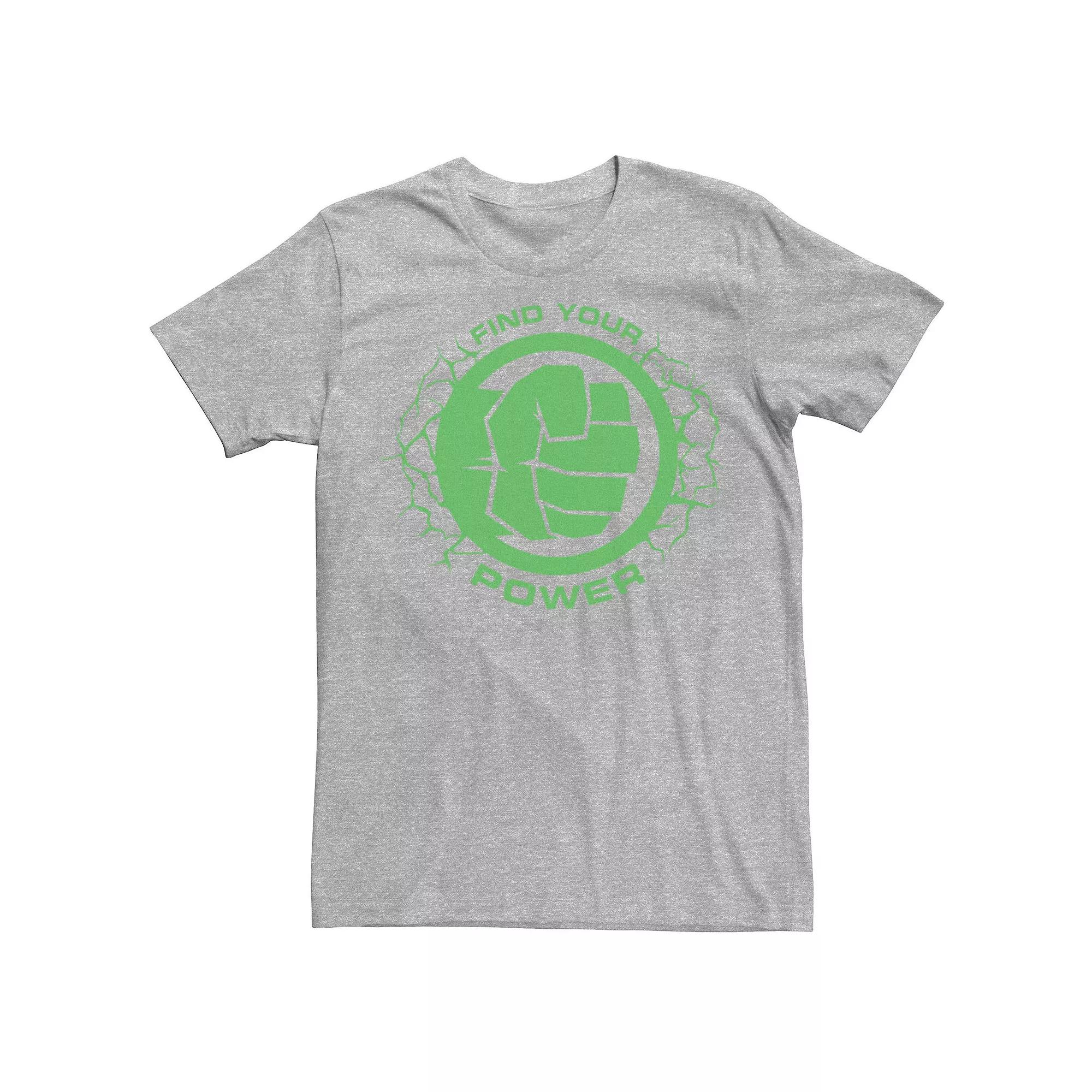 Men's Marvel Hulk Find Your Power Simple Logo Tee, Size: Large, Athletic Grey Product Image