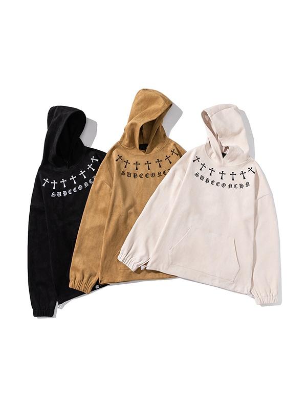 Men's Cross Embroidery Oversized Hoodie Product Image