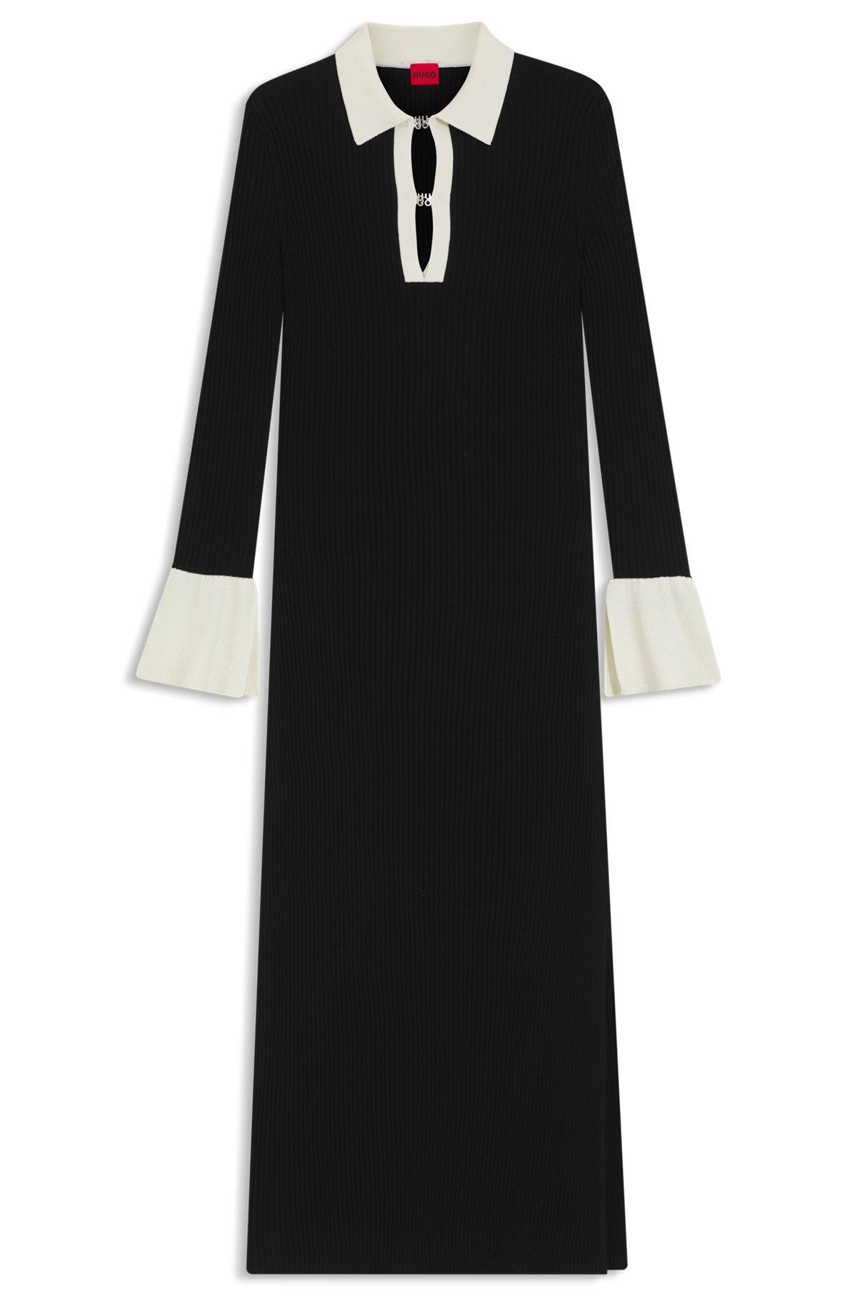 Knitted tube dress with stacked-logo keyhole placket Product Image