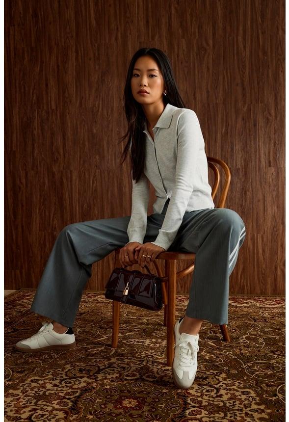 Tailored Mid Rise Racer Wide Leg Trousers Product Image