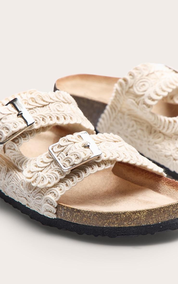 Beige Crochet Knit Footbed Sandals Product Image