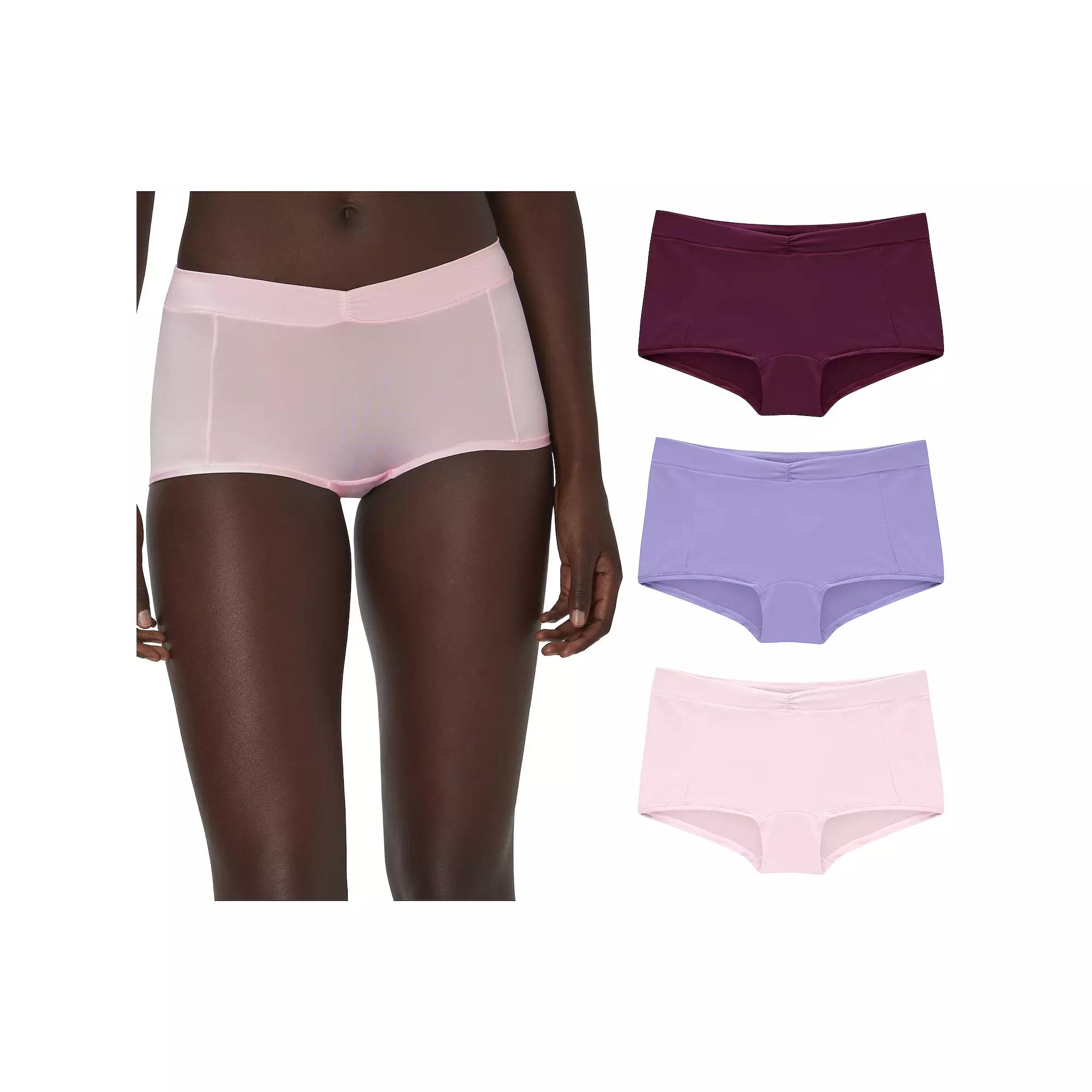 Maidenform 3-Pack Everyday Luxe Boyshort Underwear DM3TBS, Women's, Size: Large, Orchid Purple Pack Product Image