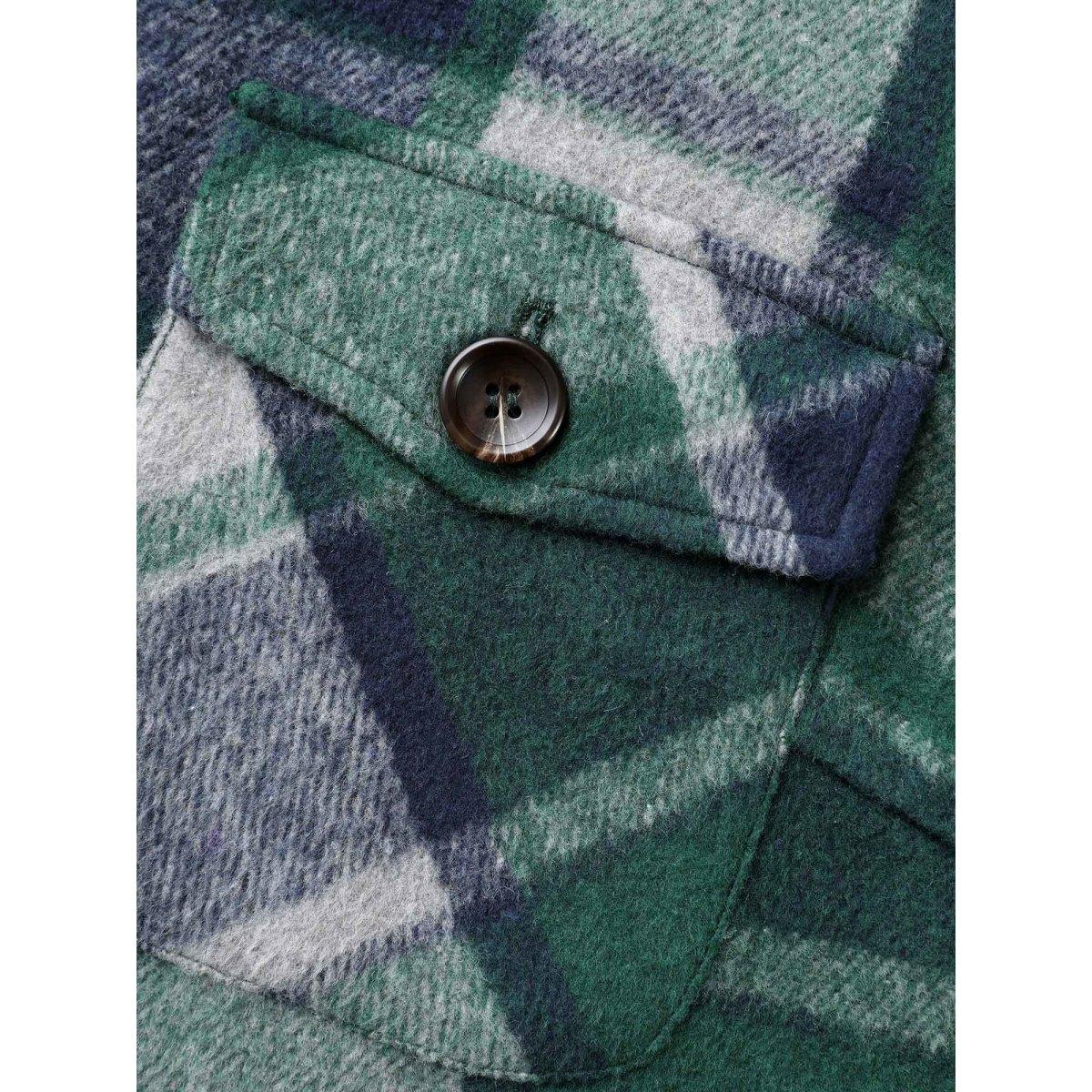 Plus Size Plaid Shirt Collar Patched Pocket Jacket Women DarkGreen Button Loose Slanted pocket Everyday Jackets BloomChic 28/5X Product Image