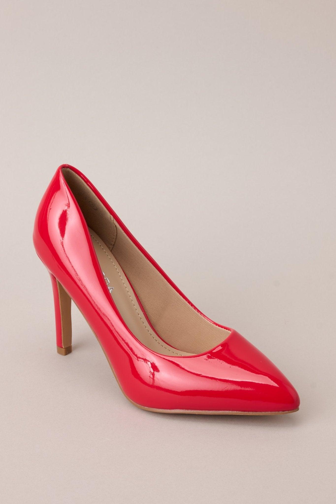 Magic Moments Pointed Toe Red High Heel Pumps Product Image