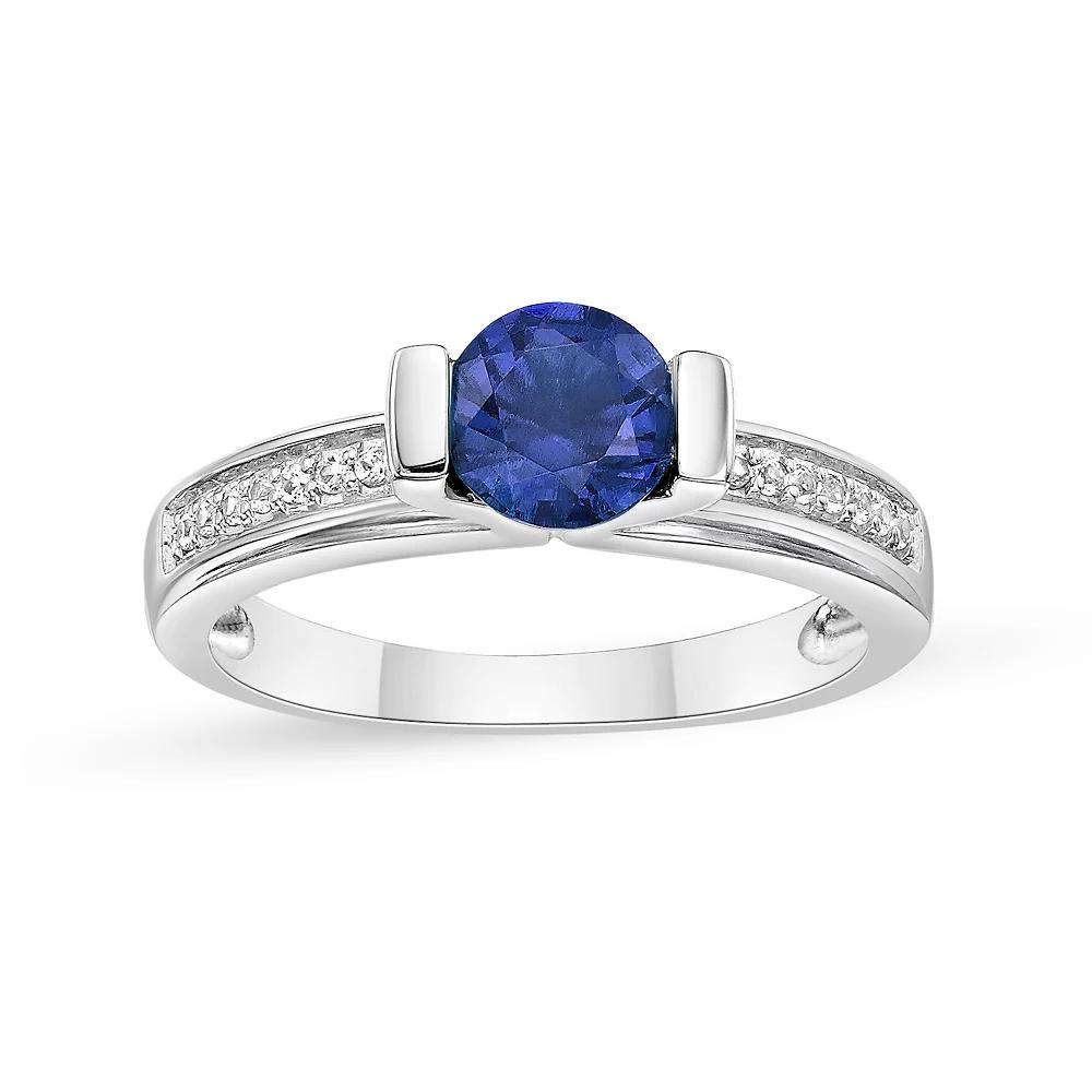 Gemminded Sterling Silver Lab-Created Gemstone & Lab-Created White Sapphire Ring, Womens Sterling Cr Blue Product Image
