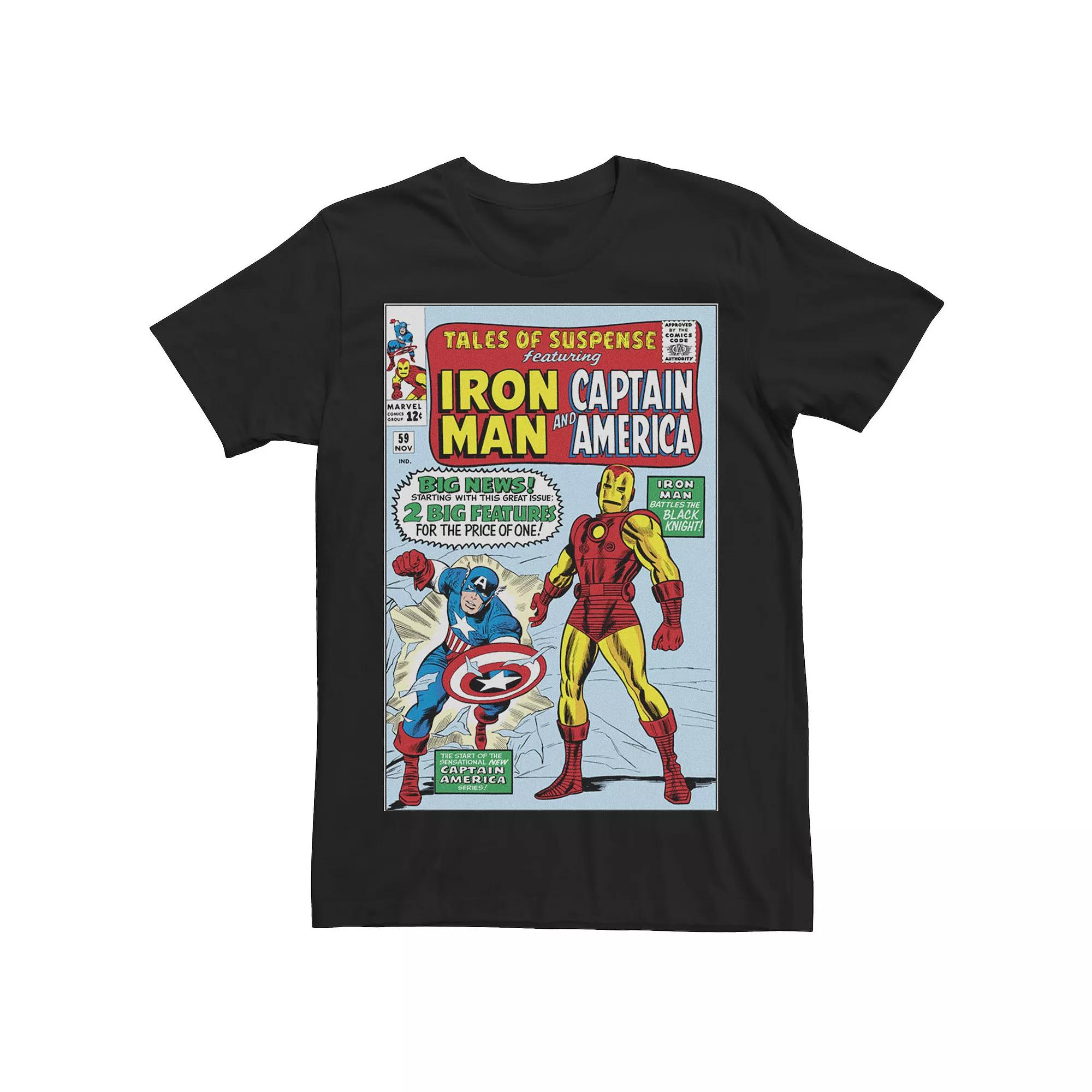 Men's Marvel Tales Of Suspense Iron Man & Captain America Cover Tee, Size: XL, Black Product Image