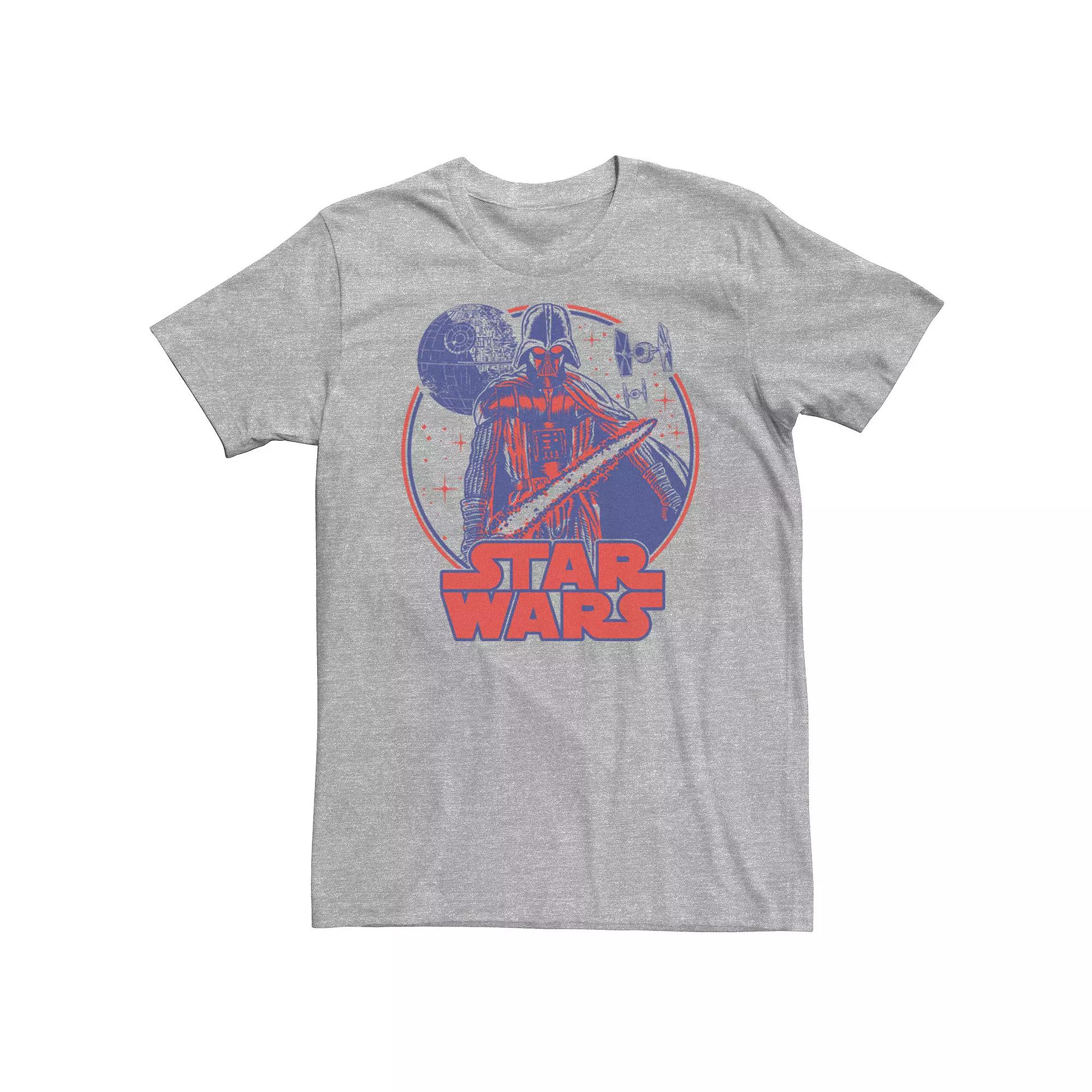 Men's Star Wars Darth Vadar Approaches Death Star & Red Logo Tee,  Product Image