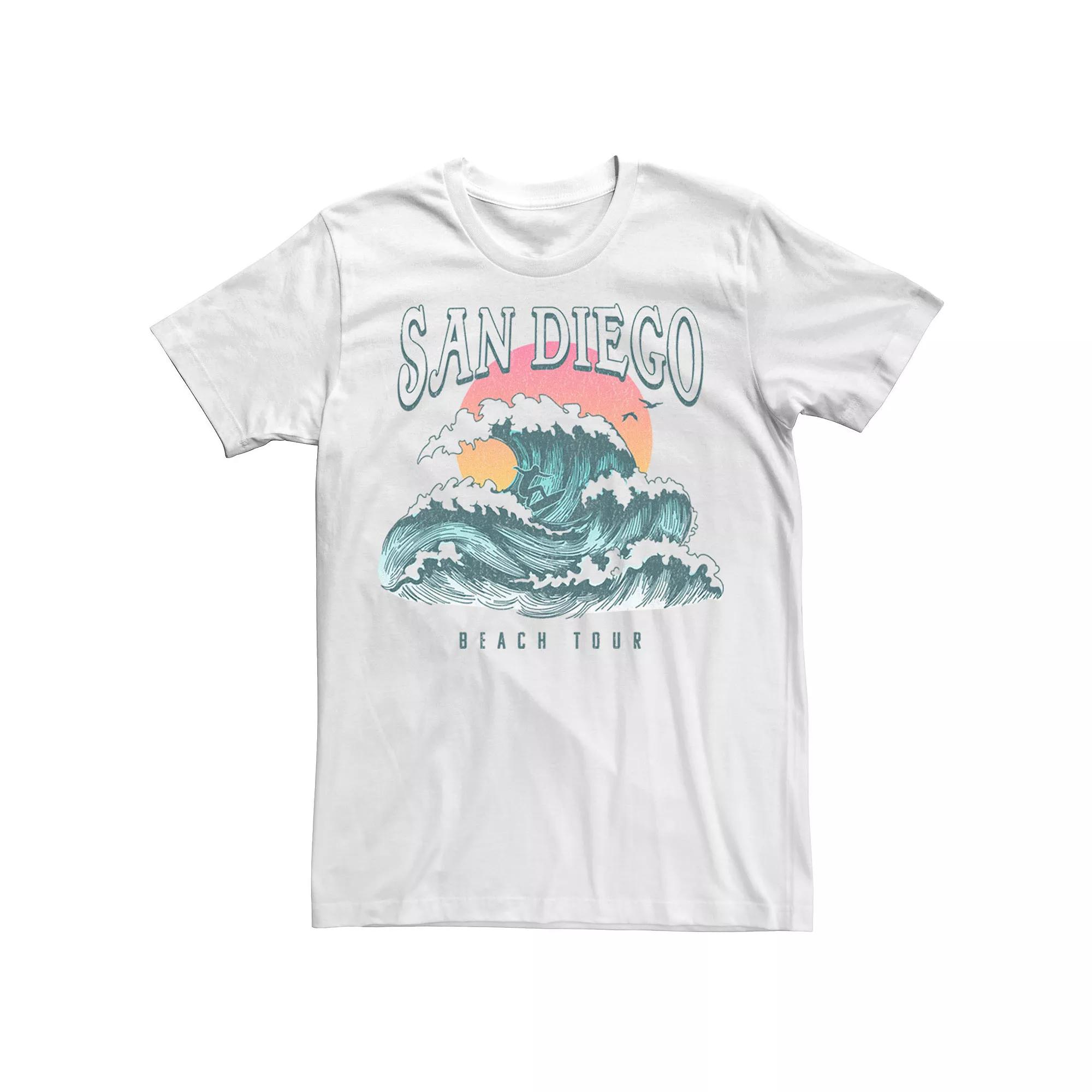 Men's San Diego Beach Wave Surf Tour Tee, Size: Medium, White Product Image