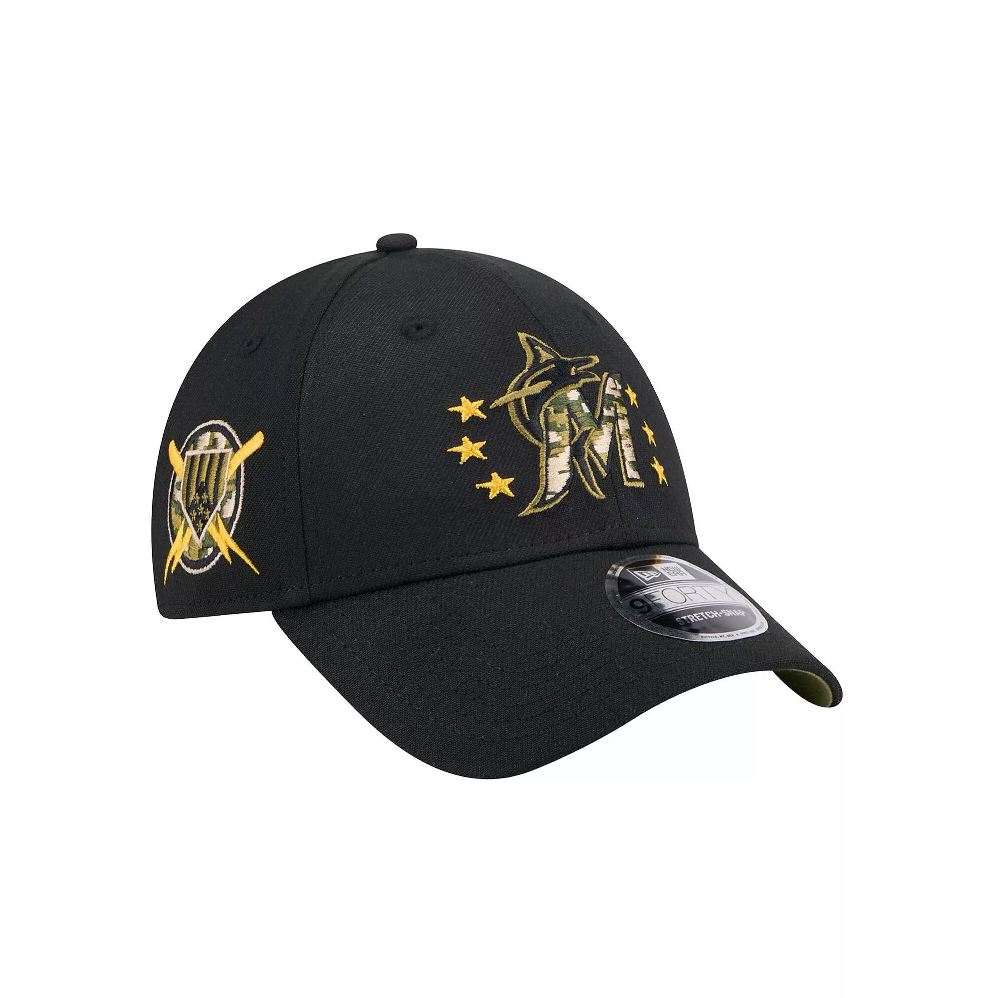 Men's New Era Black Miami Marlins 2024 Armed Forces Day 9FORTY Adjustable Hat Product Image