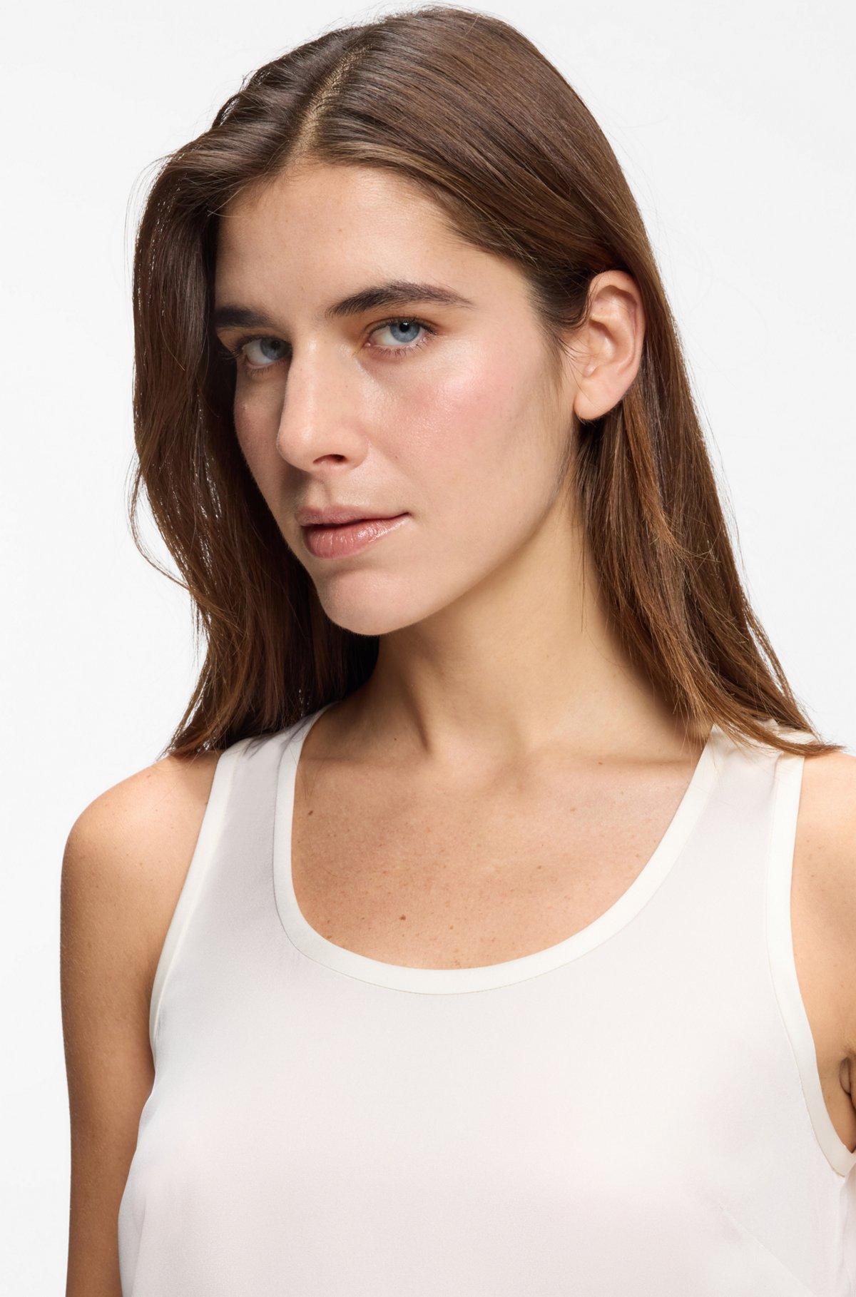 Sleeveless top in stretch silk Product Image