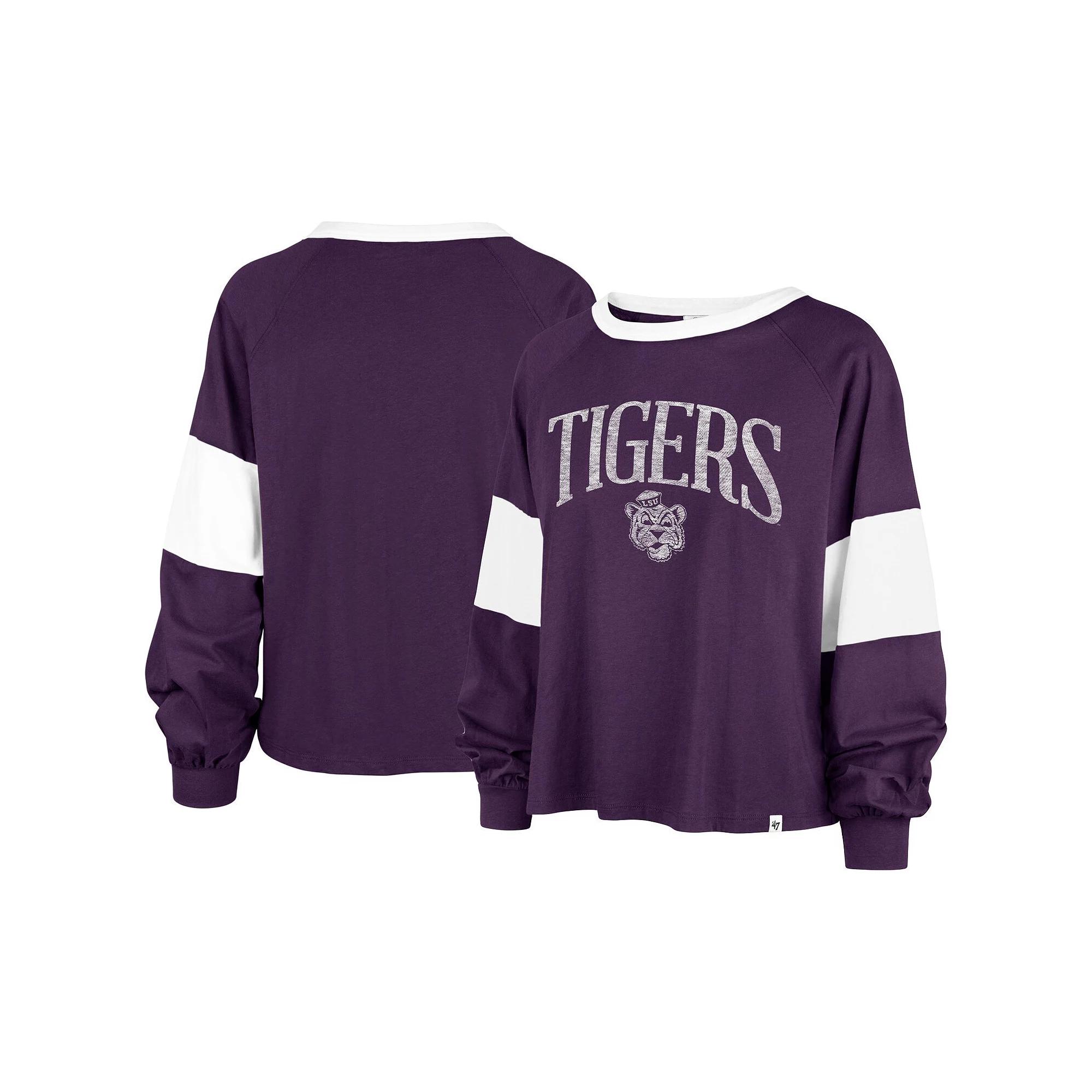 Women's '47  Purple LSU Tigers Upside Rhea Raglan Long Sleeve T-Shirt, Size: Medium Product Image