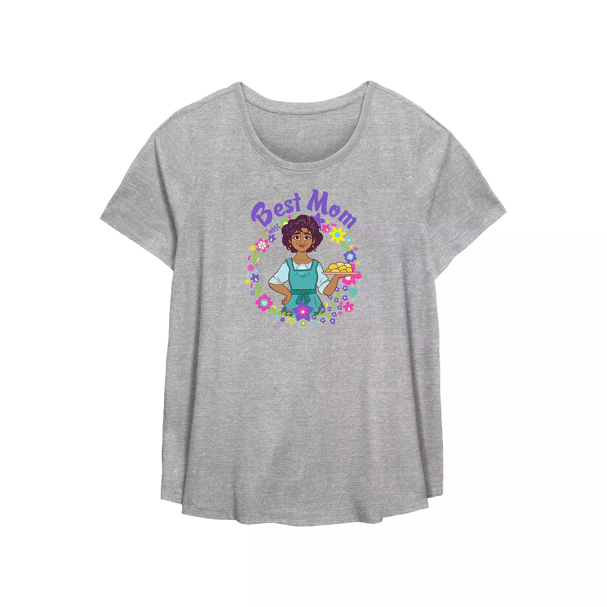 Disney Encanto Plus Size Best Mom Scoop Hem Flowy Graphic Tee, Womens Grey Gray Product Image
