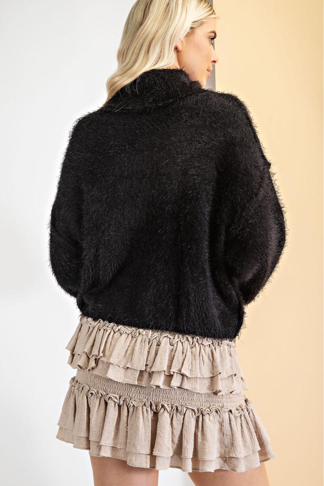 Fuzzy Knit Turtleneck Sweater Product Image