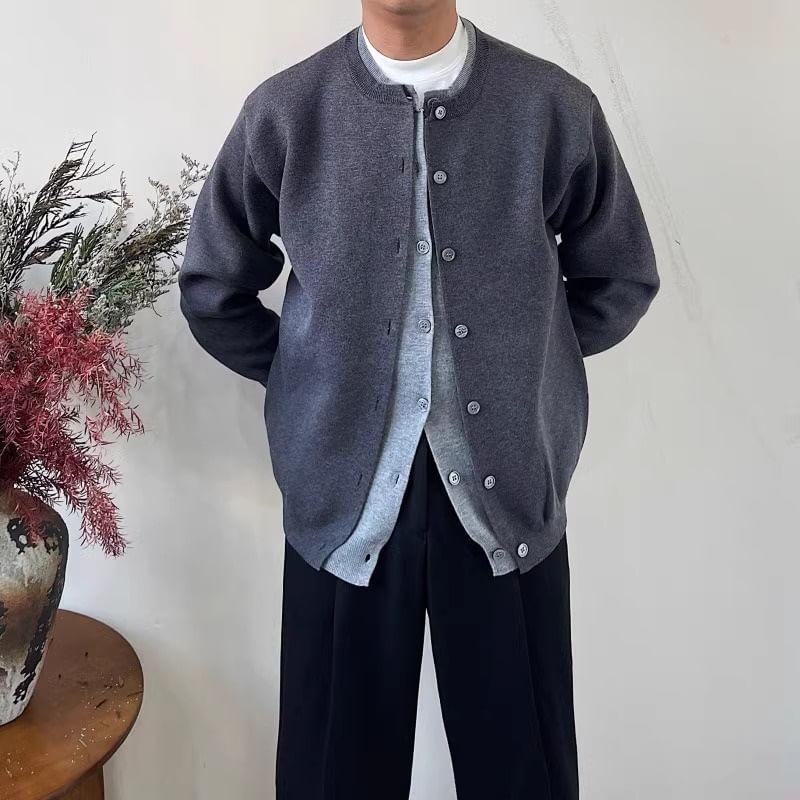 Crew Neck Mock Two Piece Cardigan Product Image