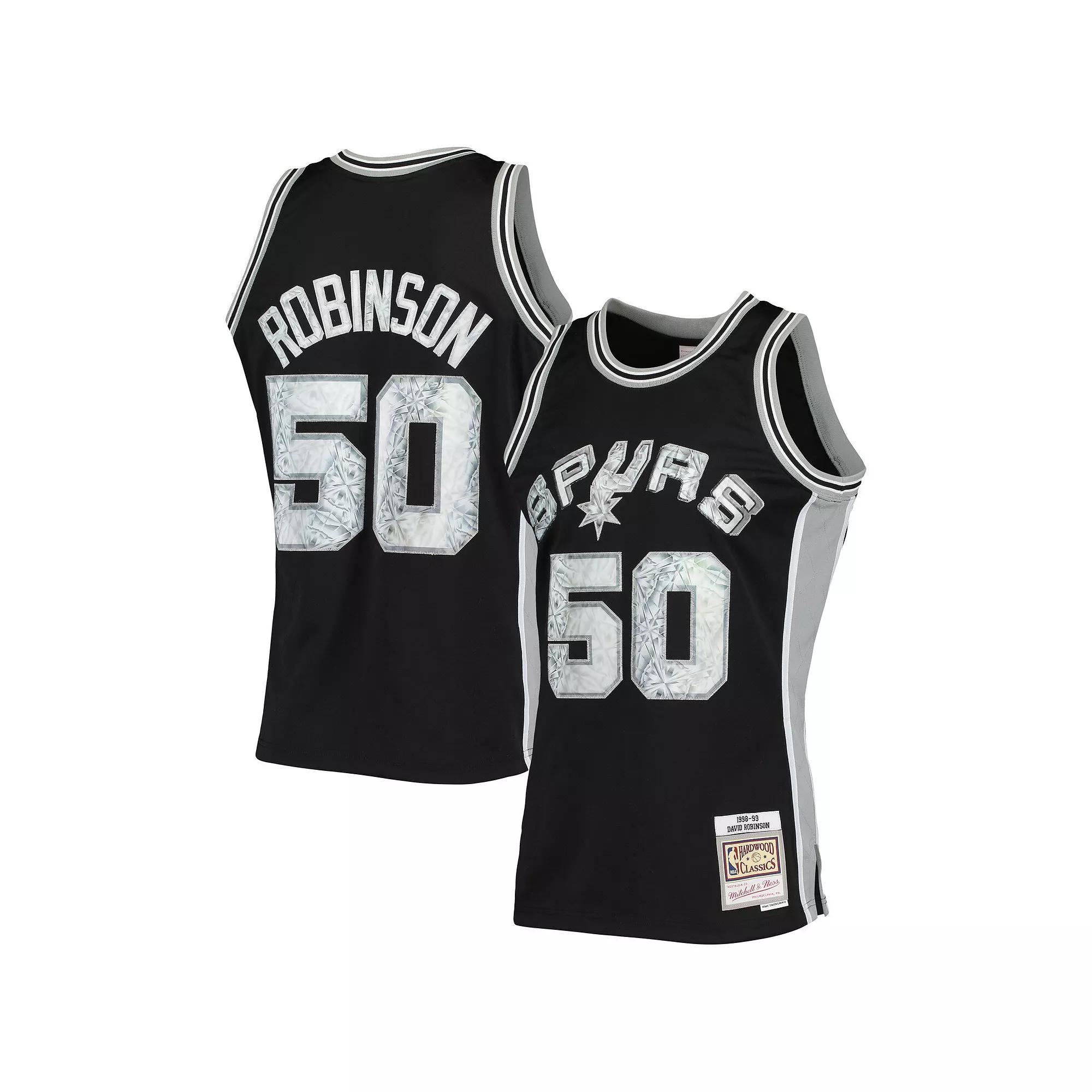 Men's Mitchell & Ness David Robinson Black San Antonio Spurs 1998-99 Hardwood Classics 75th Anniversary Diamond Swingman Jersey, Size: Medium Product Image