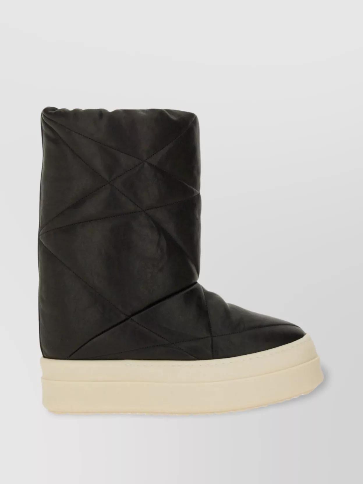 RICK OWENS Round Toe Ankle Boots With Contrast Sole In Black Product Image