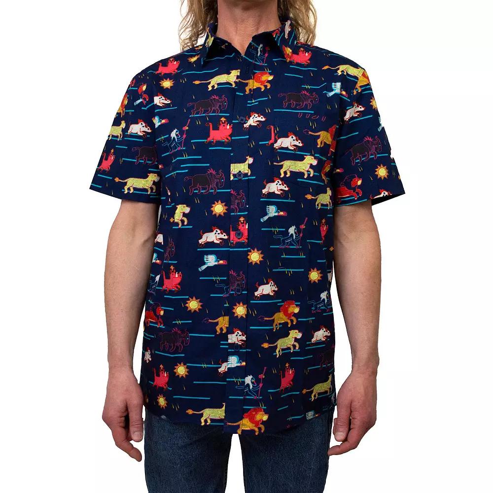 Men's Lion King Stampeded Button Up, Size: Medium, Blue Product Image