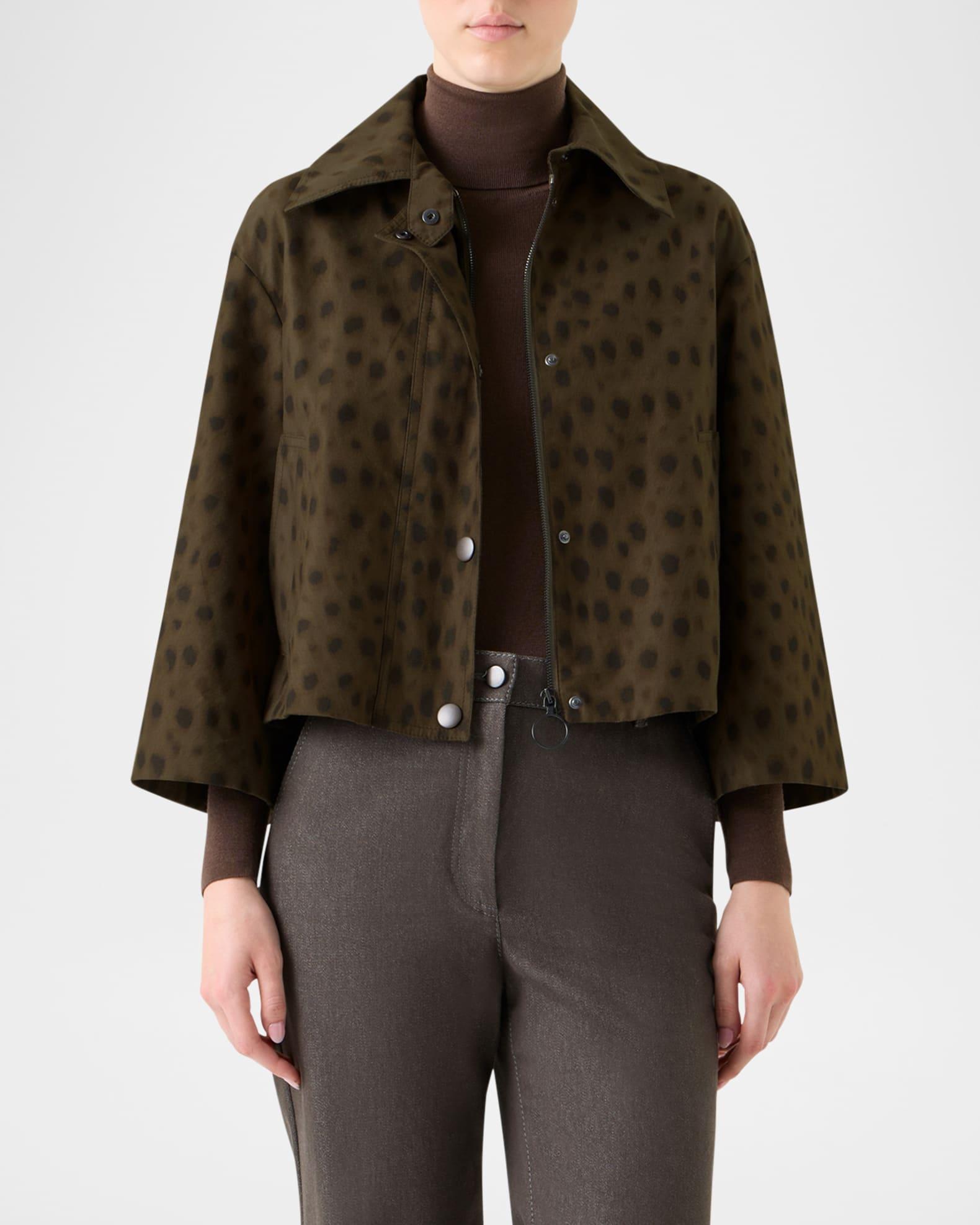 Leopard Brushed Techno Gabardine Short Parka Jacket Product Image