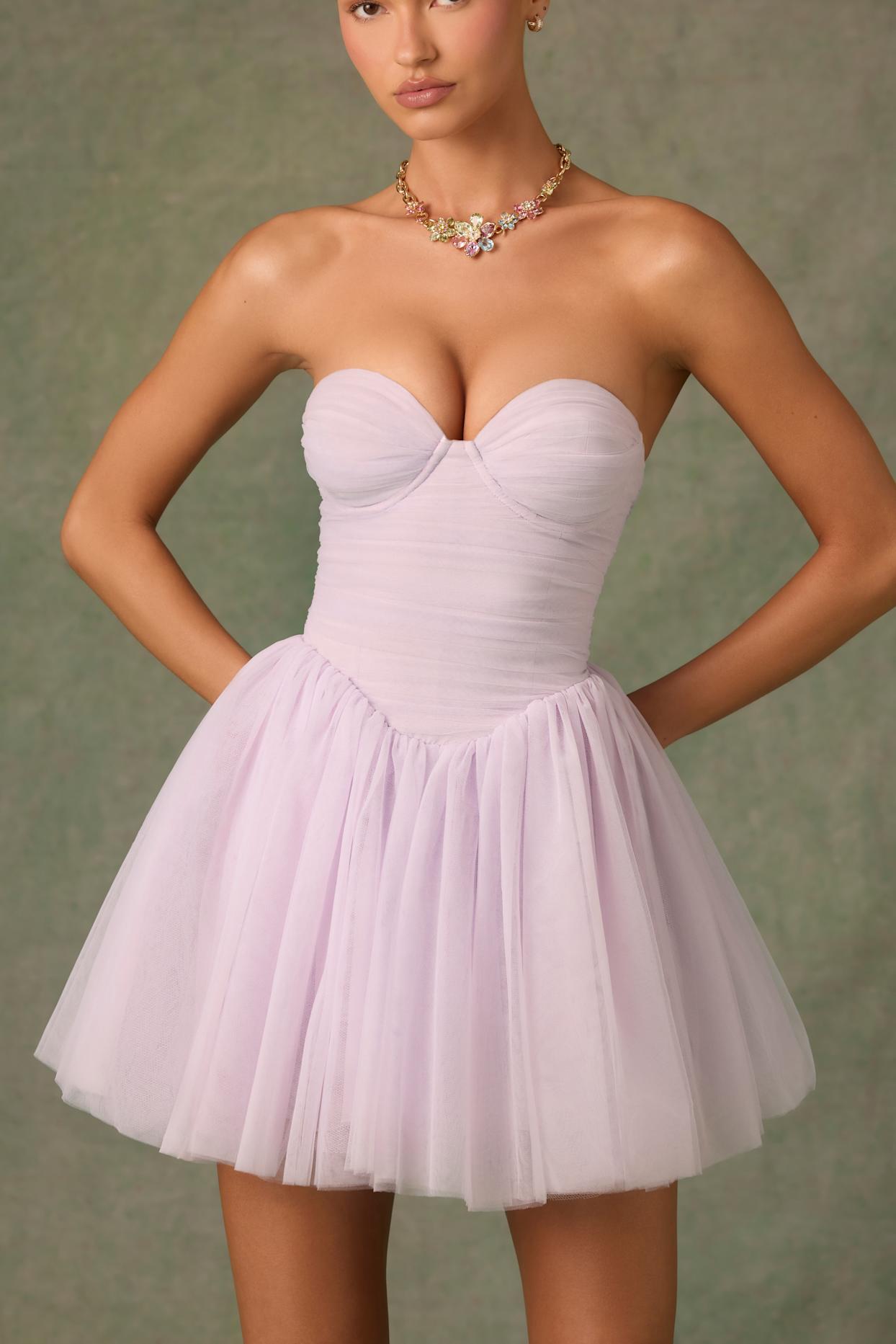 Tulle Corset Mini Dress in Lilac Product Image