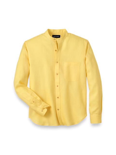 Linen Solid Casual Shirt - Yellow Product Image