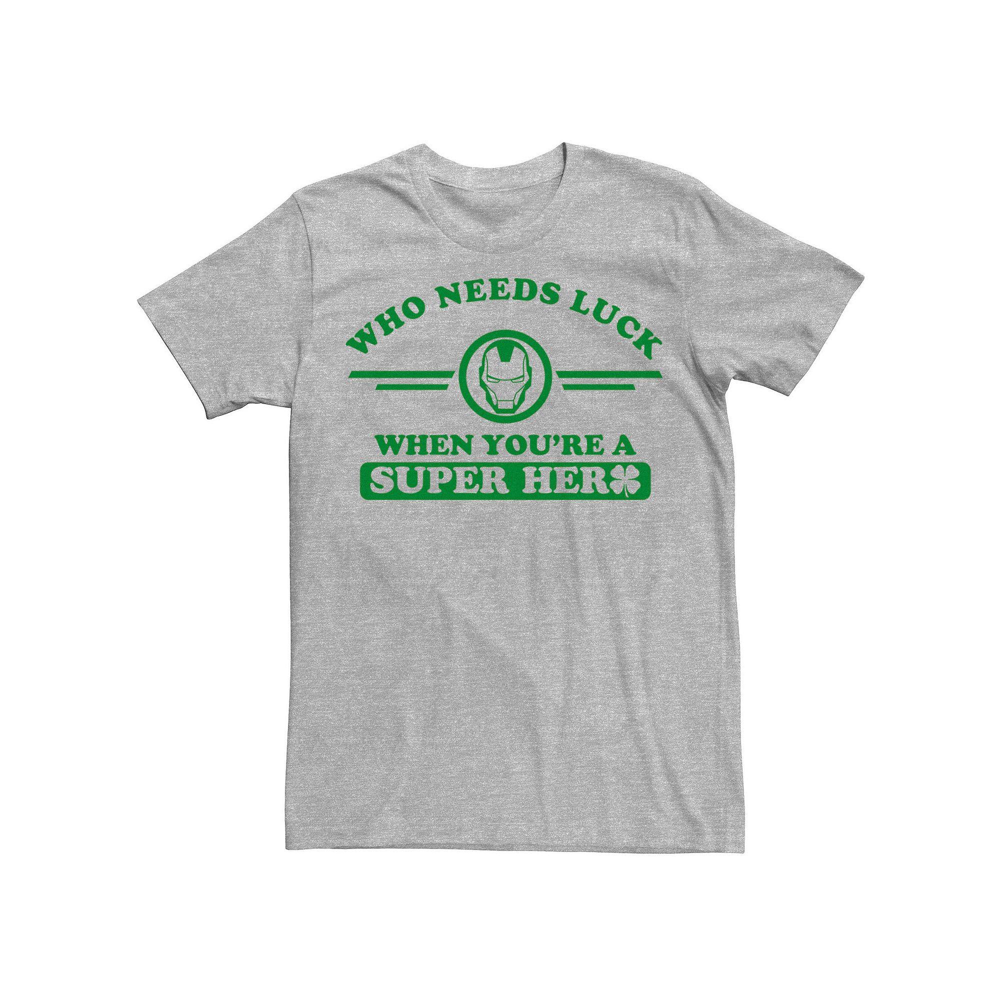 Men's Marvel Iron Man Who Needs Luck St. Patrick's Day Tee,  Product Image