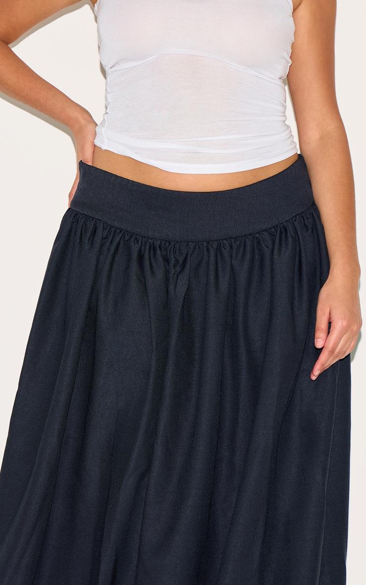 Plus Indigo Blue Wash Woven Drop Waist Rib Panel Maxi Skirt Product Image