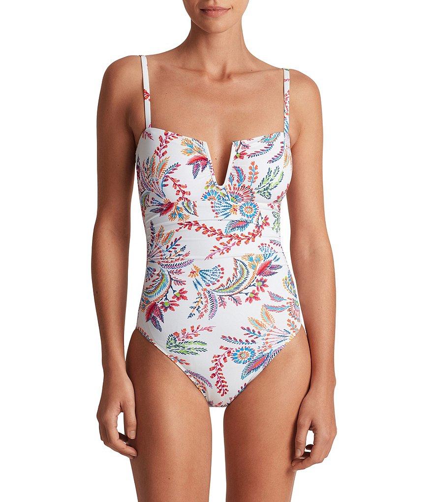 Lauren Ralph Lauren Fleurette V-Wire Neck One Piece Swimsuit Product Image