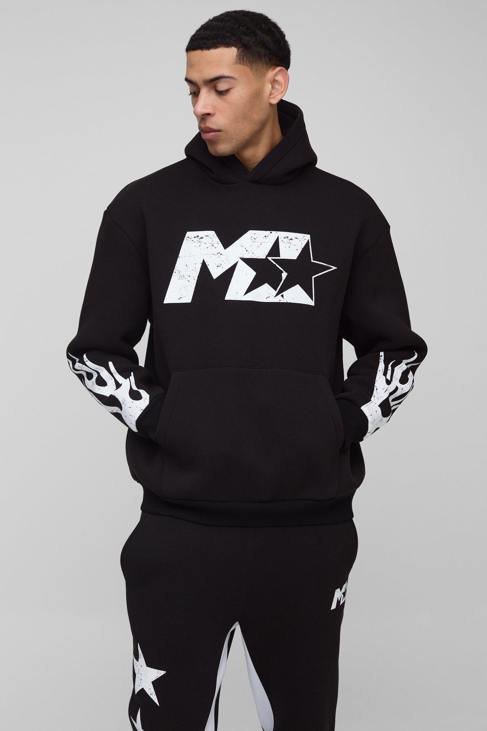 Oversized M Star Gusset Hooded Tracksuit | boohooMAN USA Product Image