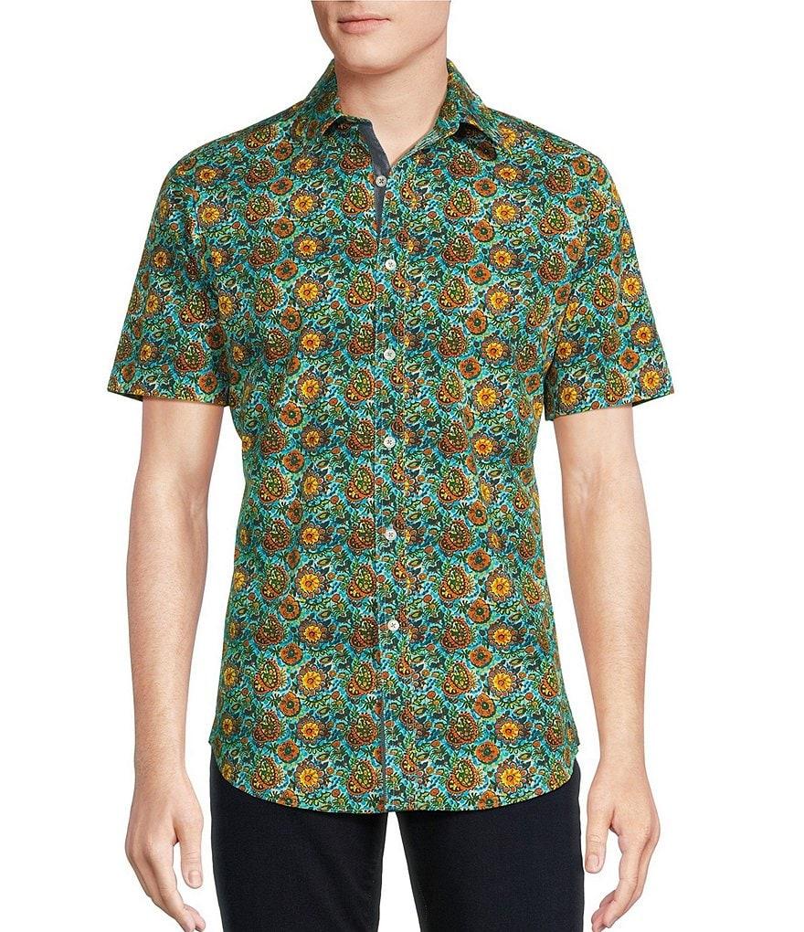 Cremieux Premium Denim Medium Floral Print Stretch Short Sleeve Woven Shirt Product Image