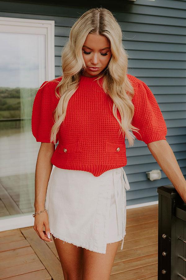 Social Outing Knit Top in Red Product Image