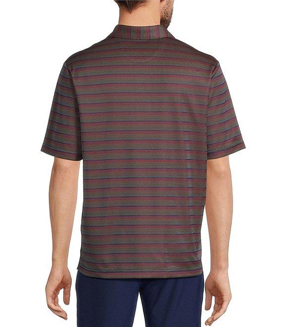 Roundtree & Yorke Performance Short Sleeve Stripe Jacquard Polo Shirt Product Image