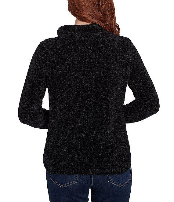 Ruby Rd. Petite Size Eyelash Knit Mock Neck Long Sleeve Kangaroo Pocket Sweater Product Image