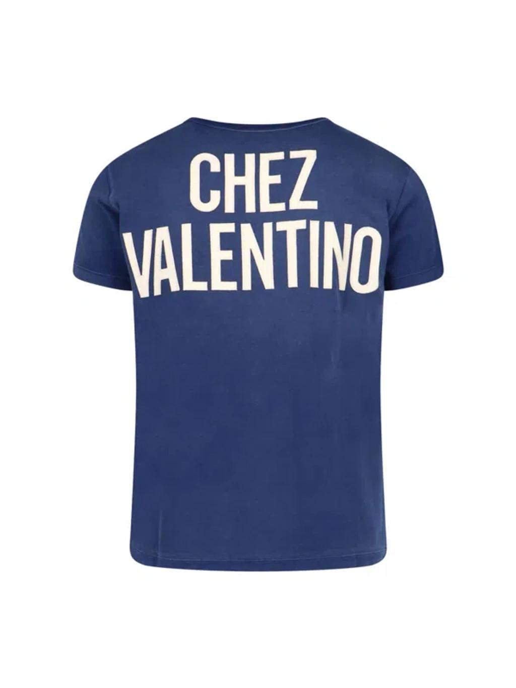 VALENTINO Garavani Navy Cotton T-shirt In Blue Product Image