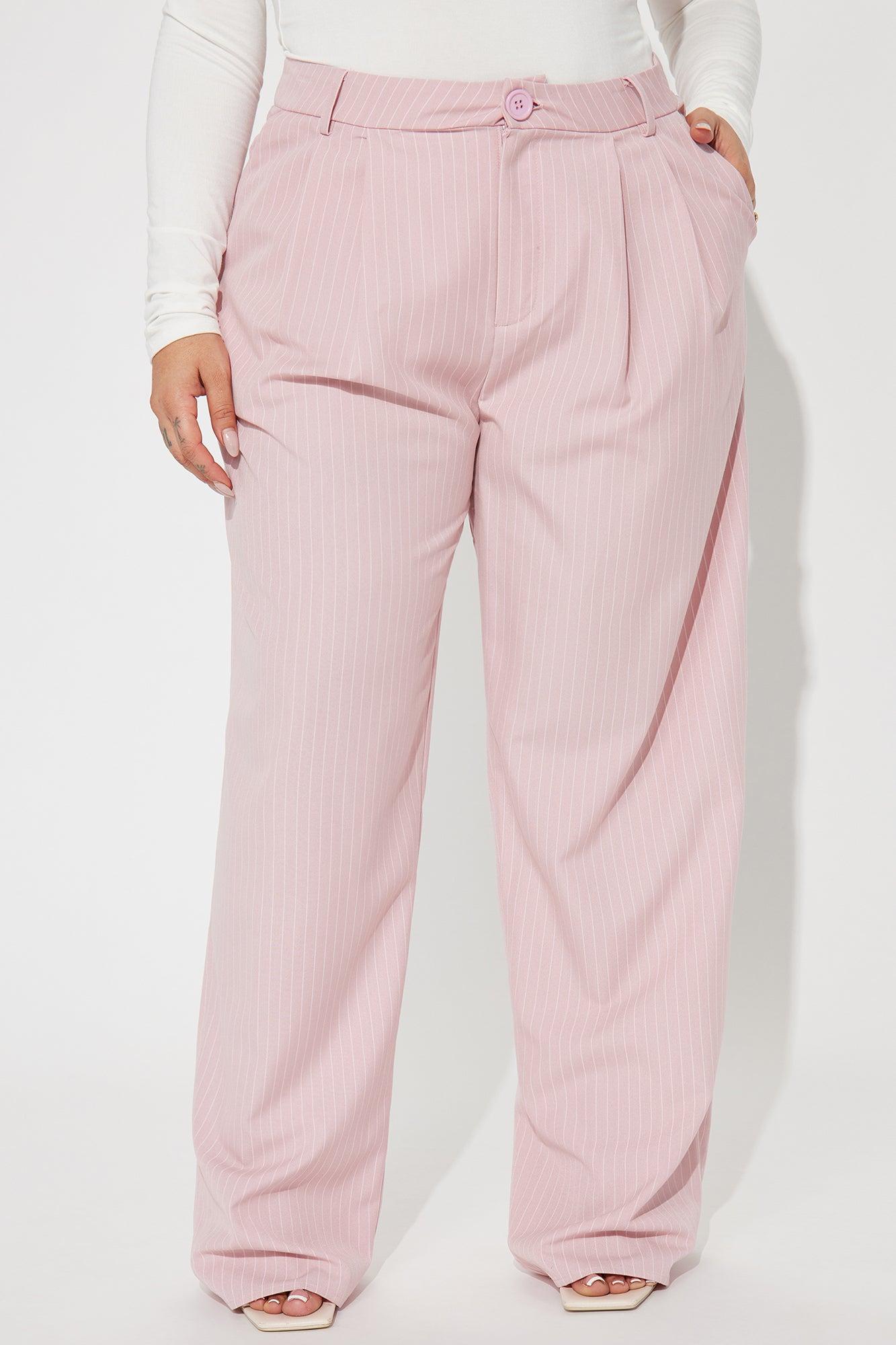 Wake You Up Pinstripe Trouser - Blush Product Image