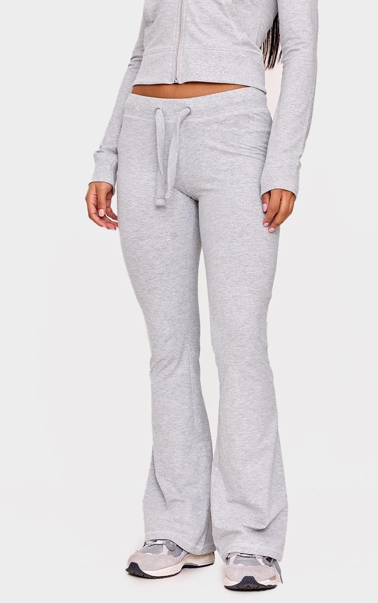 Grey Marl Low Rise Skinny Flare Pants Product Image