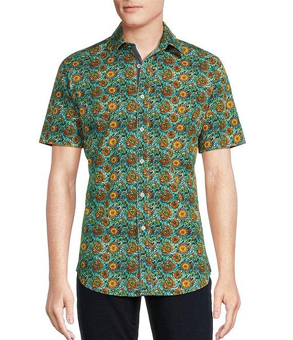 Cremieux Premium Denim Medium Floral Print Stretch Short Sleeve Woven Shirt Product Image