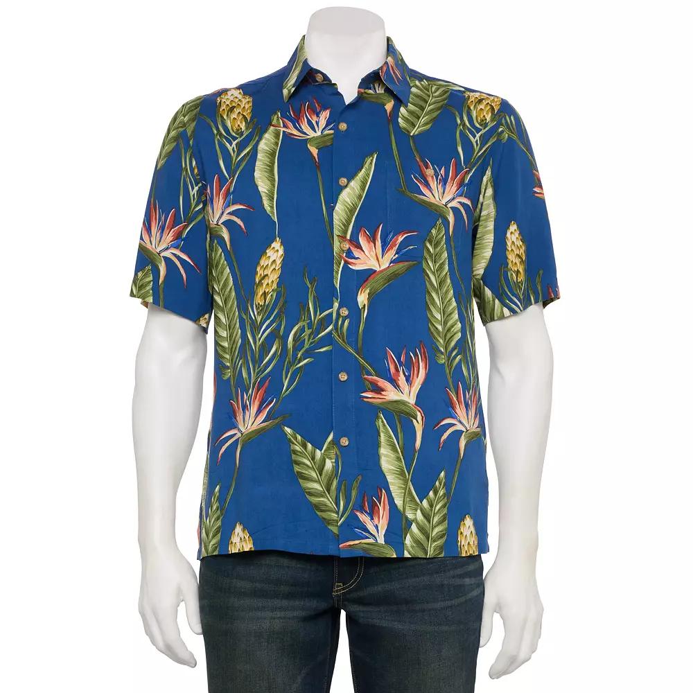 Men's Newport Blue Short Sleeve Button Down Shirt, Size: Small, Blue Floral Product Image