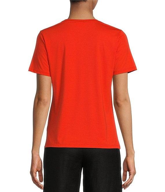 Le' AL.X Short Sleeve Crew Neck Knit Jersey Pima Cotton Tee Top Product Image