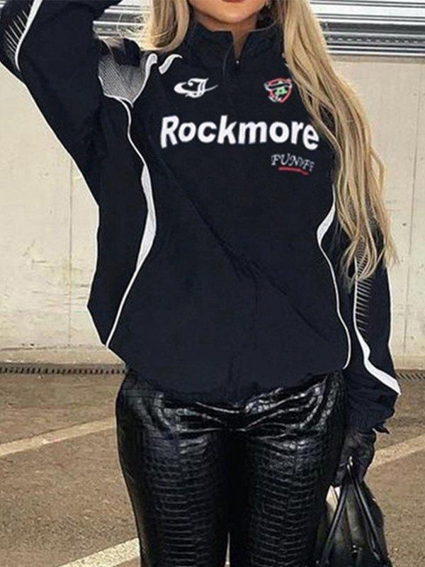 Contrast Logo Graphic Moto Jacket Product Image