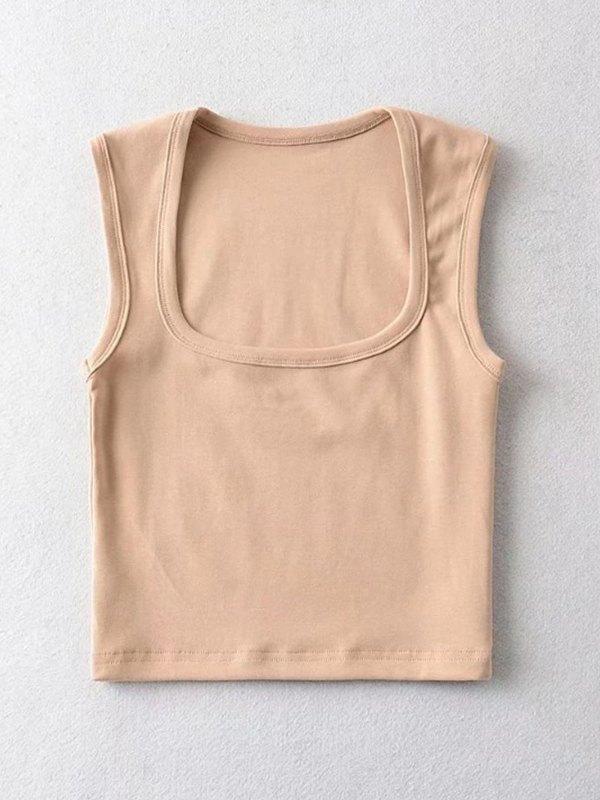 Simple Basic Square Neck Cropped Tank Top Product Image