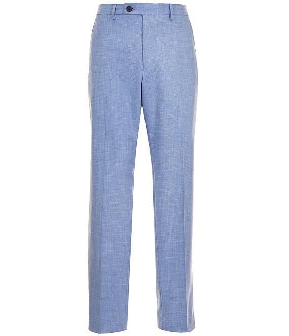 Perry Ellis Tailored Fit Flat Front Crosshatch Textured Twill Pants Product Image